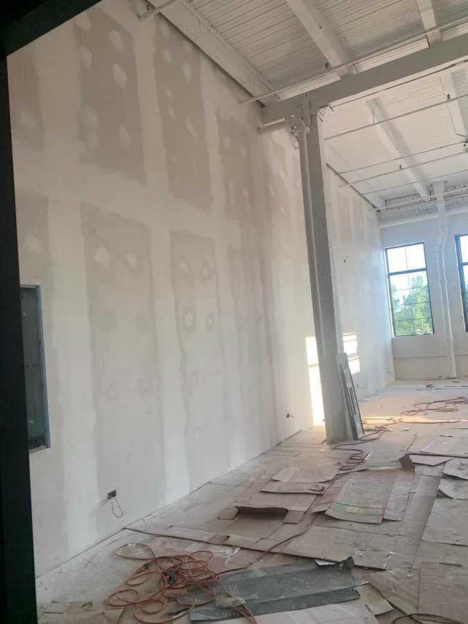 Taped and coated wall corner, sanded smooth